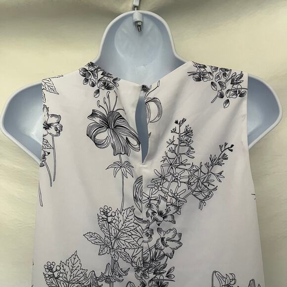 Banana Republic Shift Dress Sz 4P Monochrome Office Botanical Pleated Minimalist - Picture 8 of 14